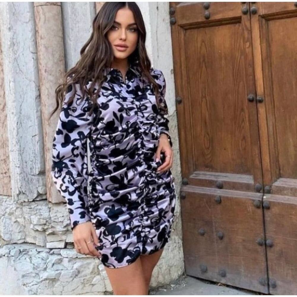 ZARA BLOGGER FAVORITE SATIN EFFECT PRINT DRESS